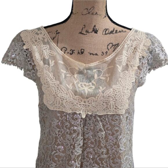 Anthropologie x HD in PARIS Lace and Sequins Party‎ Shirt Size 4 Small - Picture 4 of 7